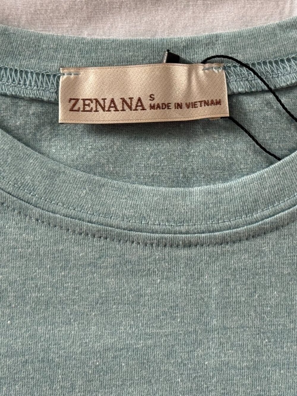 Zenana Premium Cotton High Thread Count Rolled Short Sleeve Dusty Teal Tee Shirt - Picture 5 of 7